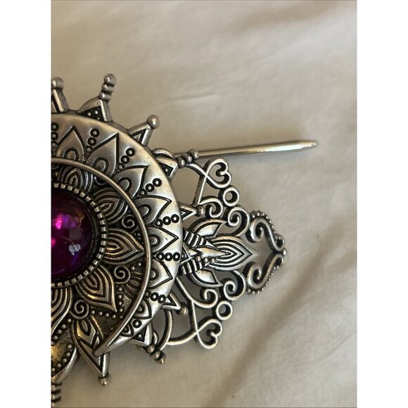 Moon Celtic Knot Hair Clip Moon Hair Clip Barrette Emo Floral Purple Stone - Picture 4 of 9